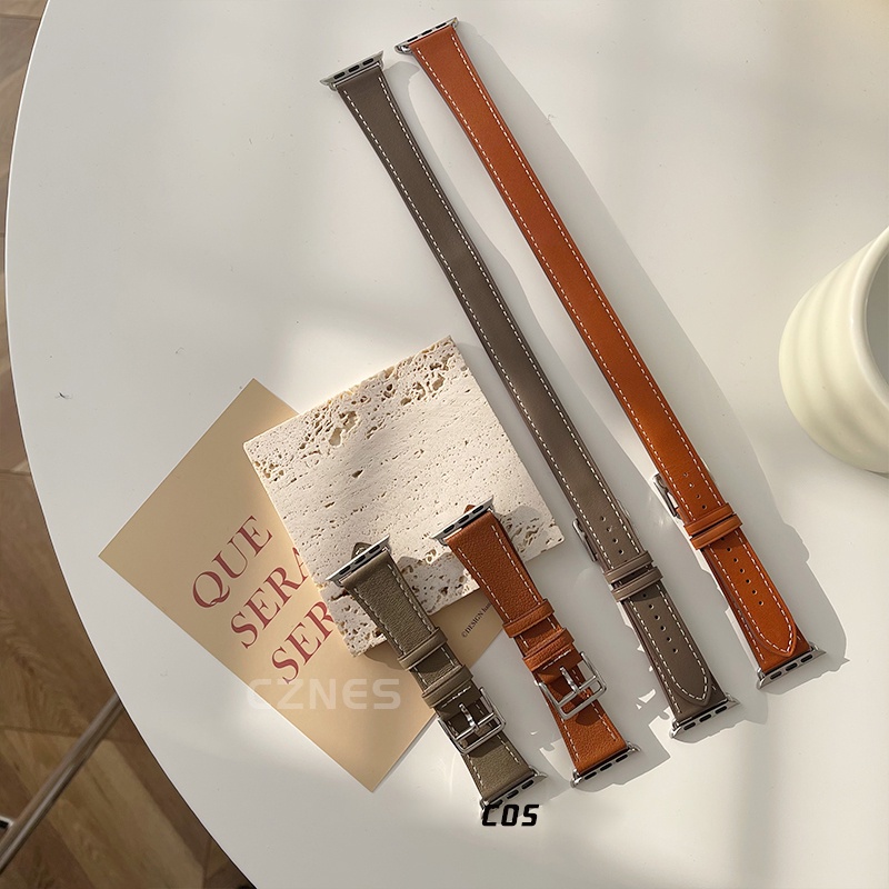 Dây đeo bằng da cổ điển đôi dành cho nữ Thích hợp cho Apple Watch S11 SE3 Ultra3 S10 S9 S8 SE S7 S6 Ultra 49mm 46mm 42mm 40mm 44mm 41mm 45mm Dây đeo cổ tay