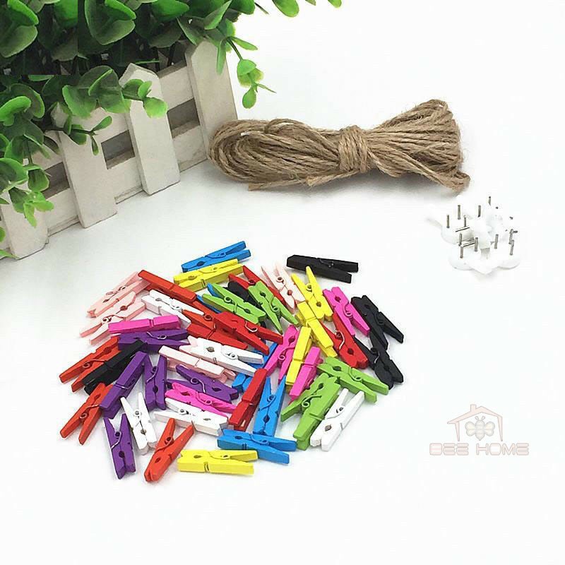 Kẹp gỗ treo ảnh và dây treo trang trí