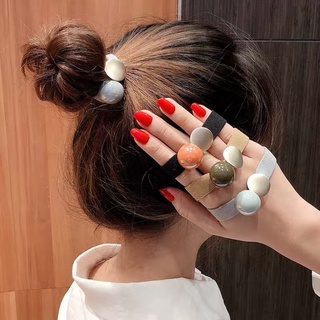 Dây cột tóc phối hạt tròn nhiều màu tùy chọn thời trang