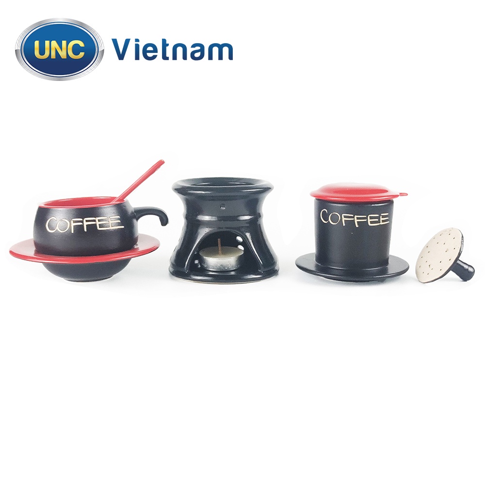 Bộ Phin Cà Phê Sứ UNC Việt Nam - Sử dụng chân đốt giữ nhiệt, nhiều màu sắc, đủ món, pha cafe sẽ ngon hơn.