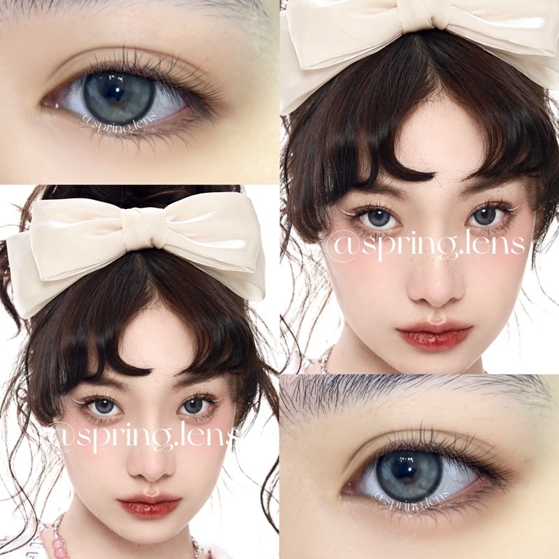 Kính áp tròng hiệu ứng AP GRAY (April) style Douyin xám xanh có giãn tròng 1 tháng | Spring Lens