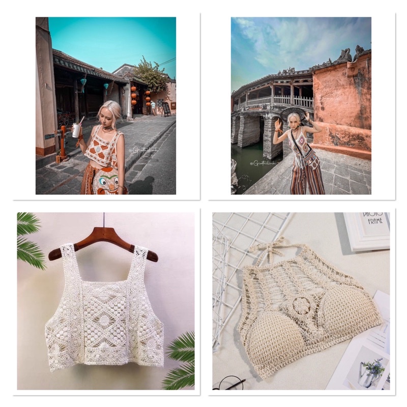 Tổng hợp các loại áo croptop vintage và áo lưới thời trang nữ Du Lịch Phong Cách Hàn Quốc