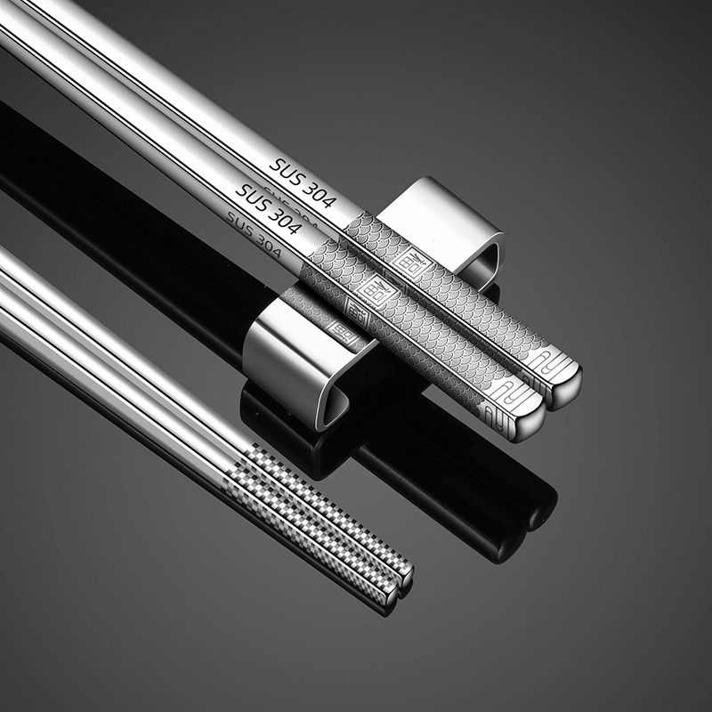 Bộ 10 đôi đũa inox 304, 316 chống trơn trượt hoa văn đẹp cao cấp,sang trọng, tính tế