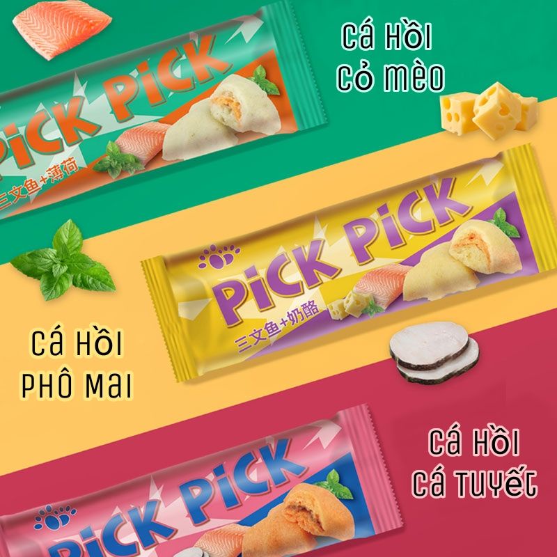 Bánh Thưởng Snack Cá Hồi Pick Pick Cho Mèo - Gói 15 Gram