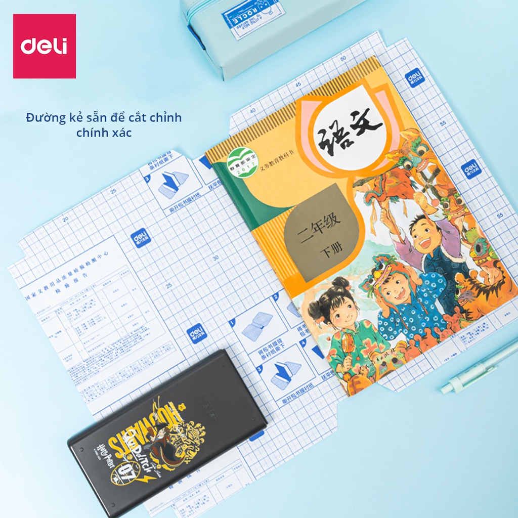 Decal bọc vở trong suốt Deli 10 chiếc chống nước chống bụi phù hợp với nhiều loại sách vở học sinh