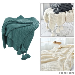 Chăn dệt kim mềm mại ấm áp đính tua rua nhẹ trang trí dành cho đi văng giường ngủ sofa tất cả các mùa