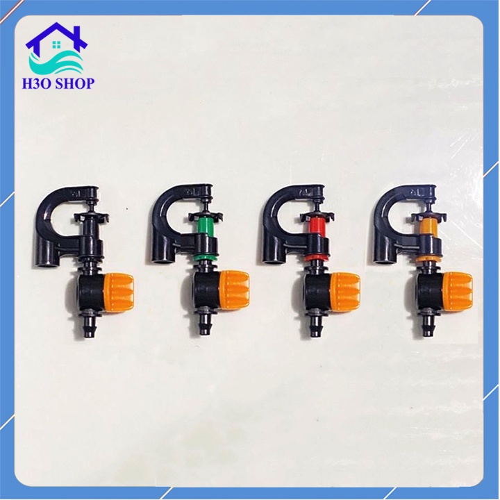 10 [ 10 cái ] Béc tưới phun mưa G5 cải tiến, có miếng chặn điều chỉnh bán kính, kèm van khóa 6mm