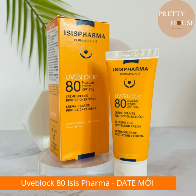 Kem chống nắng che khuyết điểm Uveblock 80 Tinted Invisible Cream ISIS Pharma