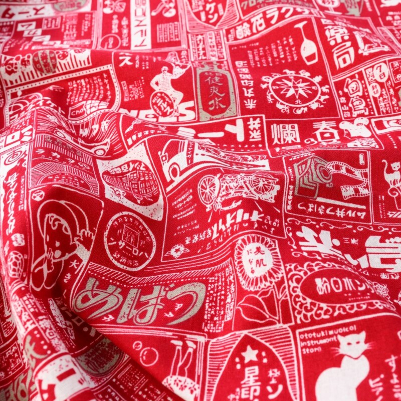 Vải Cotton Đỏ Burgundy In Đồng Nhật Bản Cotton Bằng Nửa Sân Nhật Bản Và Giáng Sinh In Chất Liệu May TJ1023