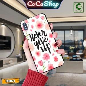 Ốp lưng iphone mặt kính sang trọng cực đẹp chống trầy xước - Never give up