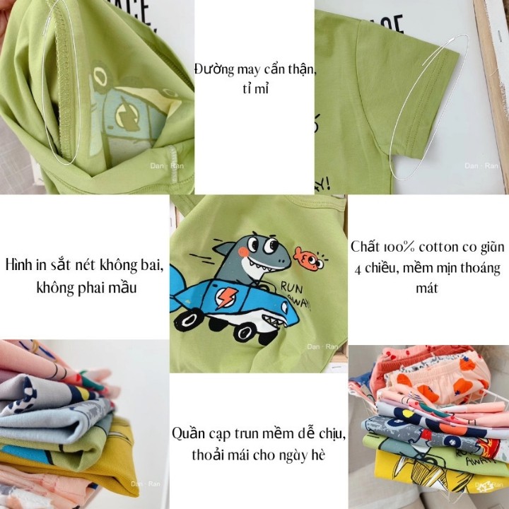 (Xả kho)Bộ cotton xuất Hàn cho bé dưới 10 tuổi siêu mát thấm hút mồ hôi tốt 4 mẫu (kèm ảnh thật)