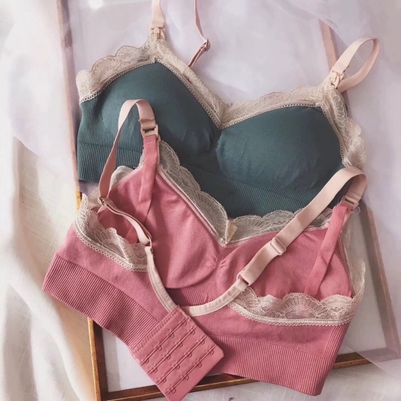 Áo lót bầu sau sinh cho con bú 2MAMA nâng ngực chống chảy sệ phối ren V41