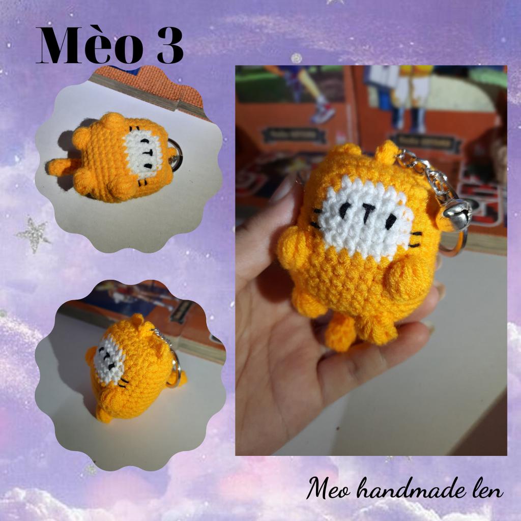 Móc khóa mèo vàng - Handmade len - Amigurumi - Crochet (có chuông)