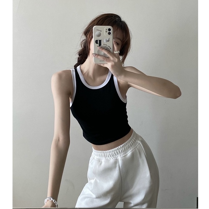 [Có sẵn] Áo Ba Lỗ Croptop Phối Viền RANSHI Hot Trend Siêu Xinh Chất Mát Dễ Dàng Phối Đồ Quanh Năm - RA062