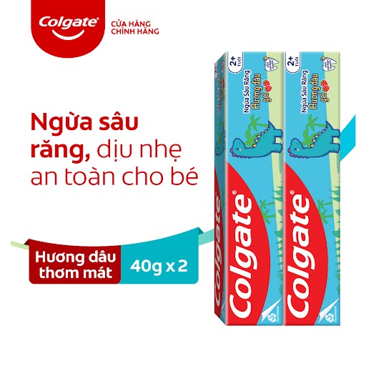 Bộ 2 kem đánh răng trẻ em khủng long hương dâu Colgate 40g | Shopee ...