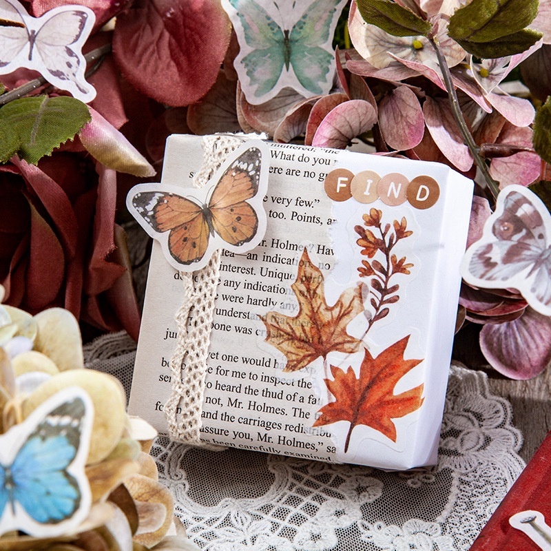 Sticker vintage cổ điển set 40 nhãn dán hoa lá trang trí sổ Dreamland Flower House HD45-K60