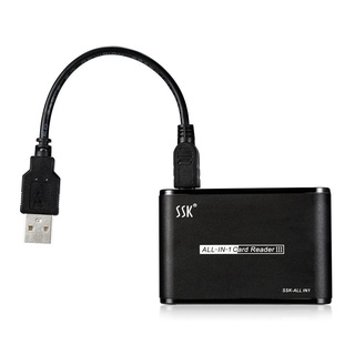 Đầu đọc thẻ nhớ đa năng SSK SCRM025 Card Reader III - Hỗ trợ chuẩn thẻ CF/ M2 / MicroSD / XD / SD / MMC/ MS (Đen)