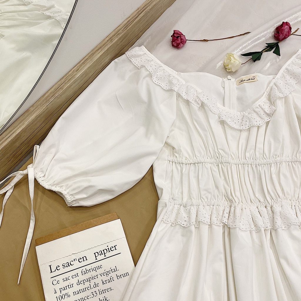 ĐẦM TRẮNG FORM CHỮ A CHÂT VẢI DÀY DẶN - EIRA DRESS