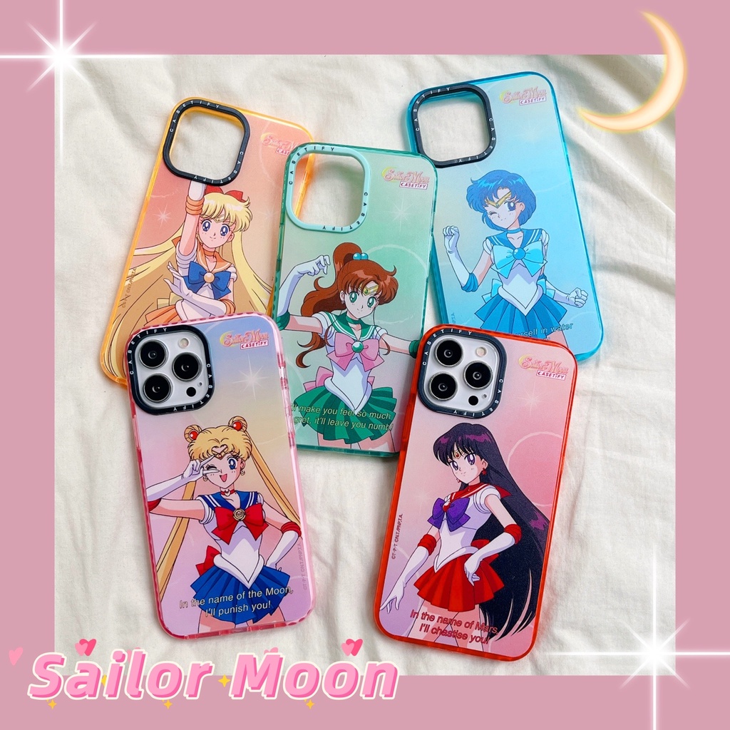 Sailor Moon Mercury Mars Venus Jupiter Retro Anime Nhật Bản Phim Hoạt Hình SoftCase Cover Vỏ Tương Thích Cho iPhone 17 Pro Max Air Plus 16 / 15 / 14 / 13 / 12 / 11 / XR / X / XS / SE / 8 / 7 / 6
