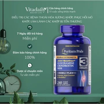 Viên Uống Hỗ Trợ Xương Khớp Glucosamine Chondroitin MSM Puritan's Pride Của Mỹ 240 viên