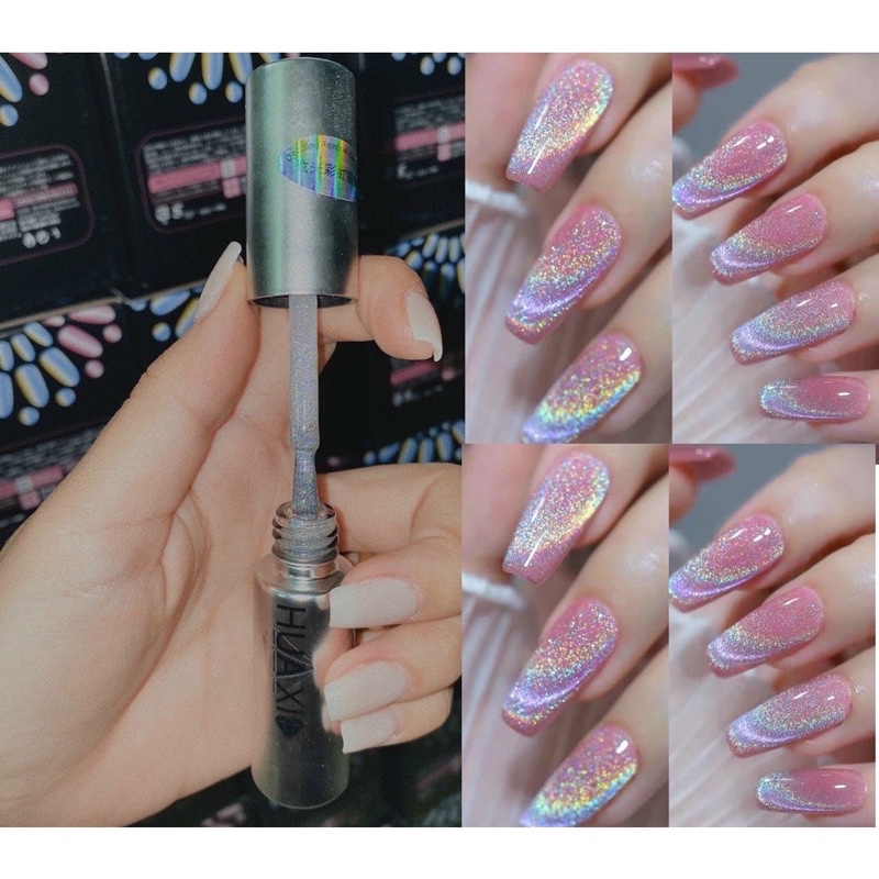 Top Mắt Mèo Cầu Vồng HUAXI , Sơn Gel Móng Tay