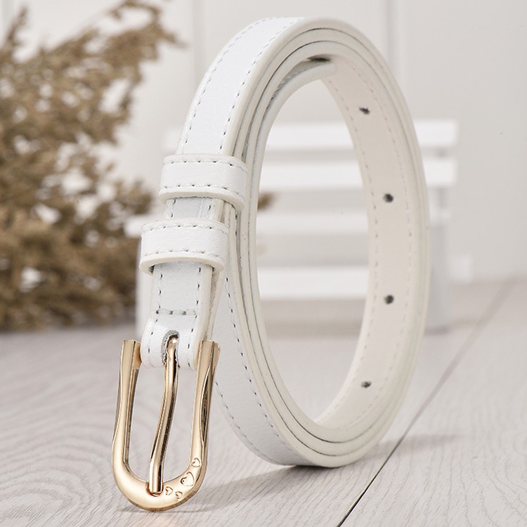 Dây nịt, thắt lưng nữ, bản nhỏ 1.2cm, da thật, khóa kim loại mạ màu đồng sáng W26