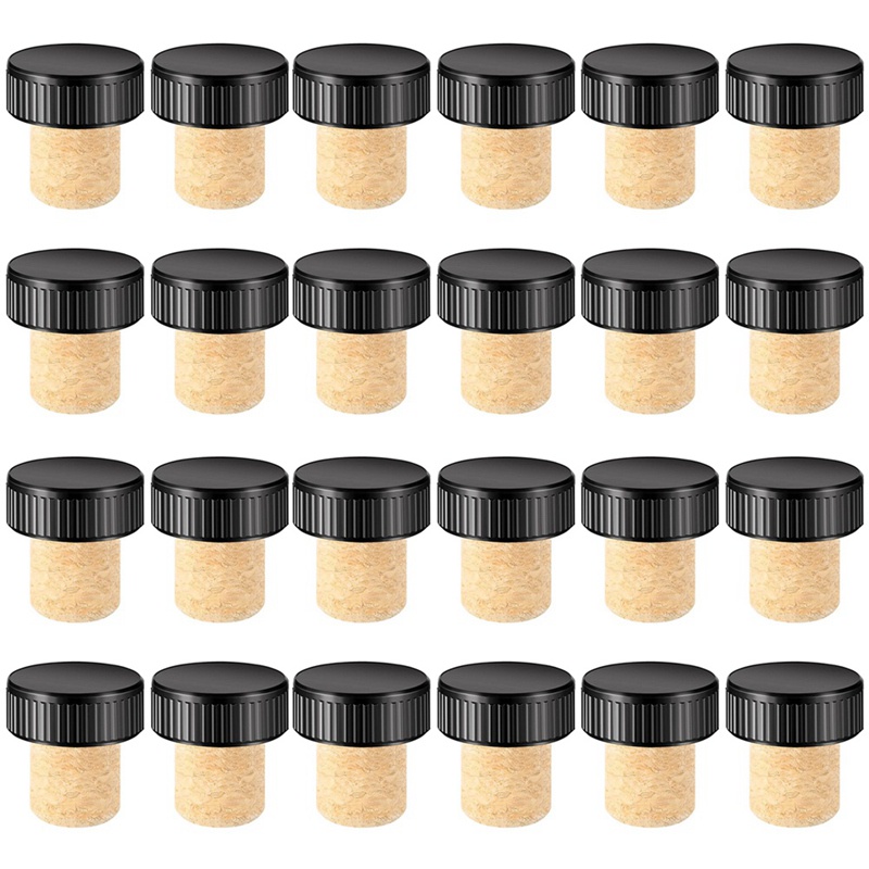 Set 24 Nút Bần Đóng Chai Rượu Hình Chữ T Bằng Gỗ