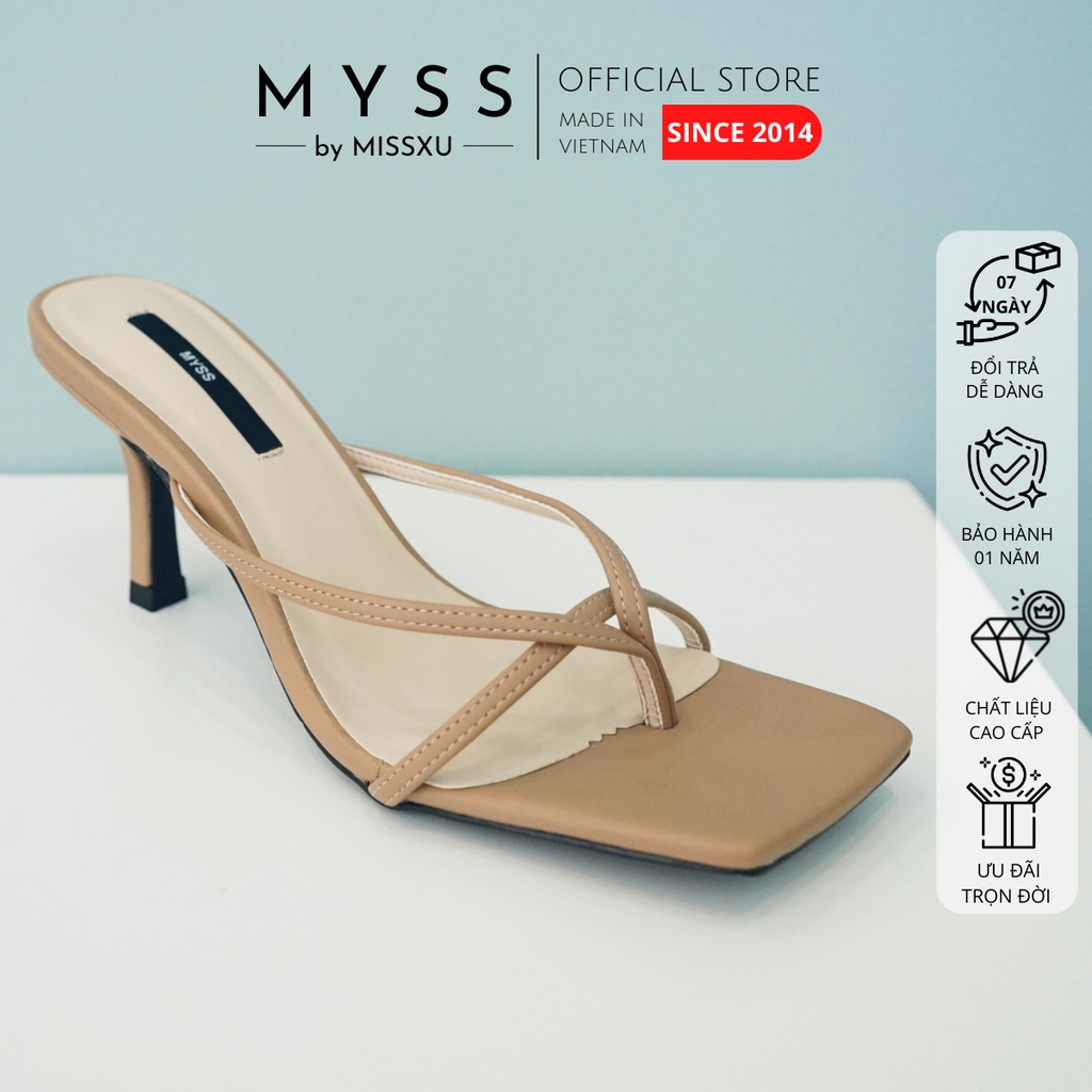 Giày guốc nữ MYSS xỏ ngón phối dây ngang 7cm thời trang - SU45