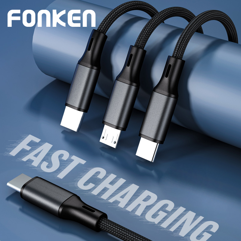 Ảnh Cáp Sạc PD Fonken 3 Trong 1 Type C Sang USB-C / Micro USB / iOS 1