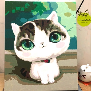 Tranh tô màu 40x50cm có khung Mèo mắt biếc T906