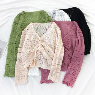 Áo sweater Dệt Kim Cổ Chữ v Tay Dài Thời Trang Cho Nữ