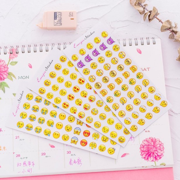 🍉Set 12 vỉ Sticker Emoji đáng yêu - Sticker trang trí sổ sách/ góc học ...