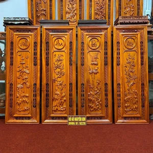 Bộ tranh gỗ treo tường tranh tứ quý gỗ hương ,sơn pu cao cấp ,bền đep kích thước 37*107,dày 4cm