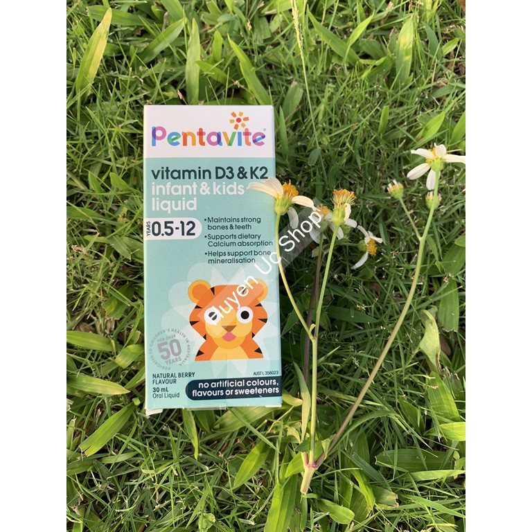 Pentavite Vitamin D3 & K2 Bổ sung D3 K2 cho trẻ em Dạng lỏng 30ml [Bay
