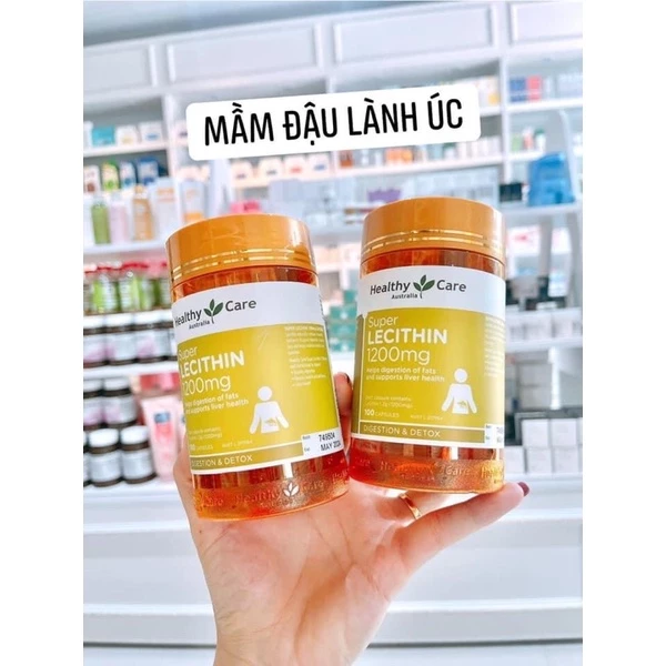 Mầm Đậu Nành Healthy Care Super Lecithin 1200mg Úc Chính Hãng 100 Viên Uống Tăng Vòng 1