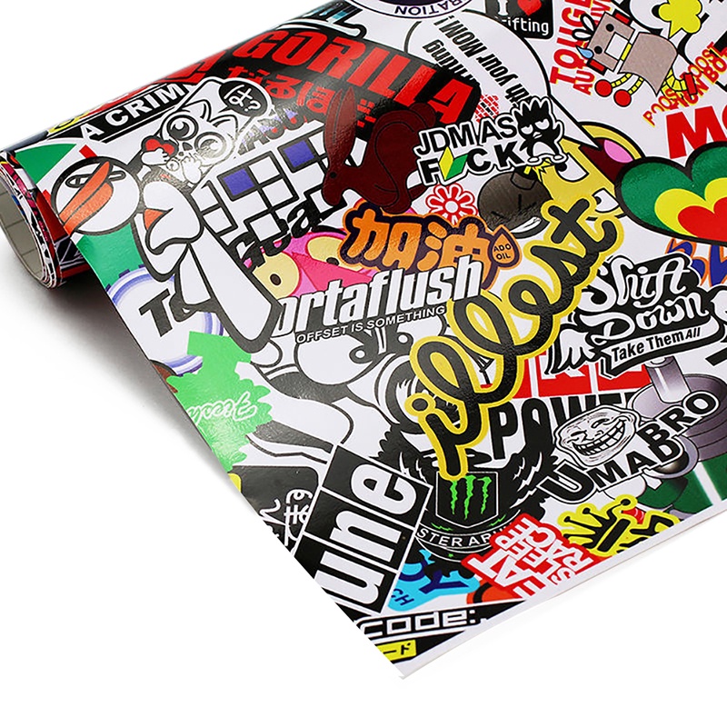 Fol Rock Panda Hoạt Hình Graffiti Xe Miếng Dán Bom Bọc Tấm Decal Dán 20 x 30