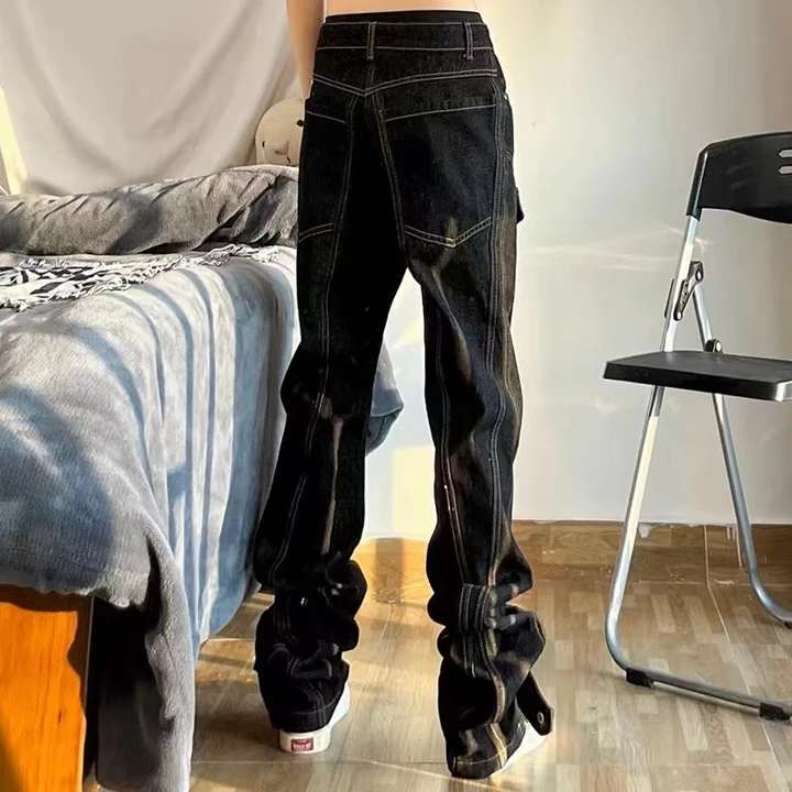 Unisex White Black Jeans Hiphop Oversize From – 2