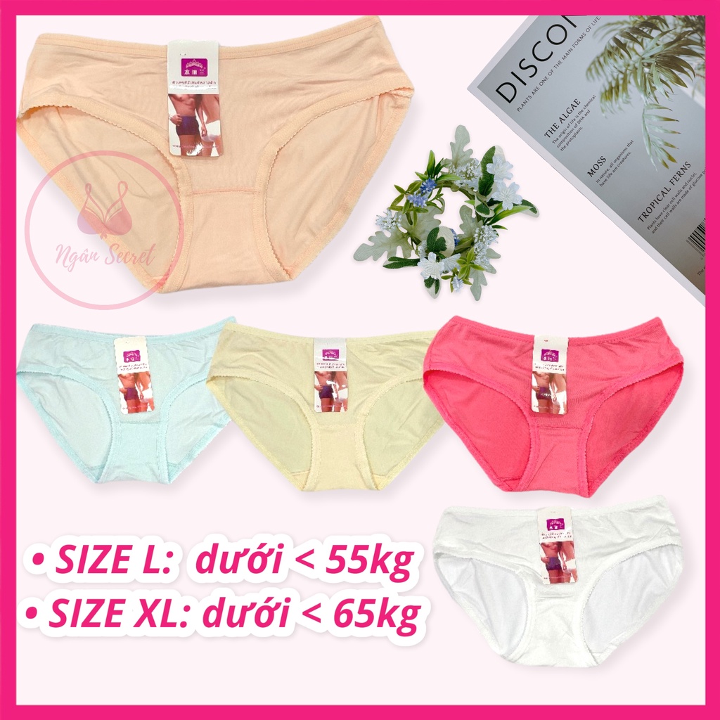 Combo 10 quần lót nữ cotton mịn, viền răng cưa, thấm hút mồ hôi và co giãn, size dưới 63kg