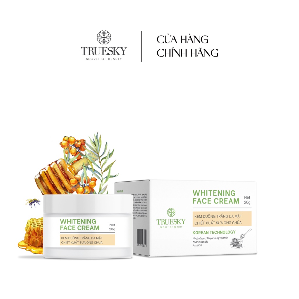 [Mã BMLT30 giảm đến 30K đơn 299K] Kem dưỡng trắng da mặt chiết xuất sữa ong chúa Truesky Whitening Face Cream 20g