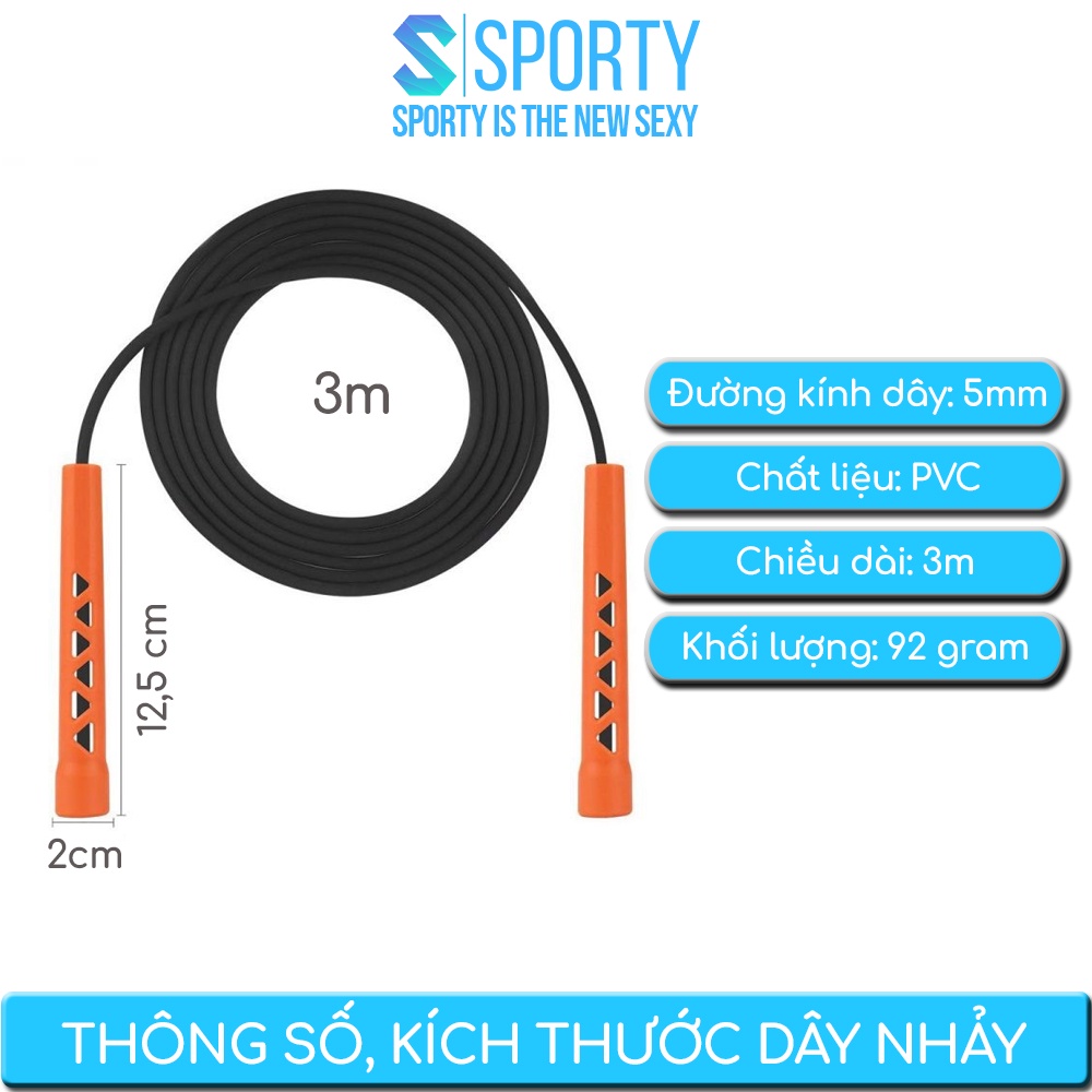 Dây nhảy tốc độ WARRIOR SPORTY, hỗ trợ tập thể lực, thể dục, giảm cân có thể điều chỉnh độ dài