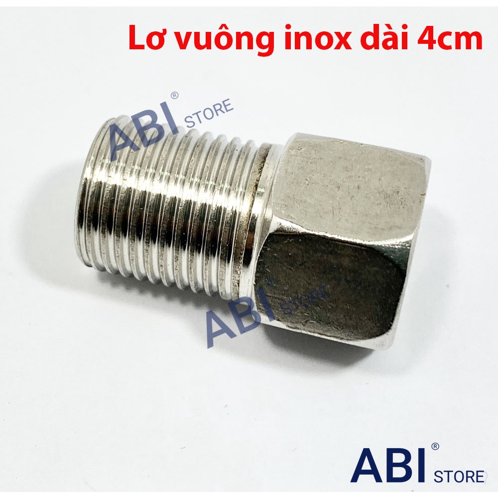 Lơ inox vuông dn15(1/2) 4cm hàng dày đẹp( nơ inox, nối 1 đầu ren trong ...