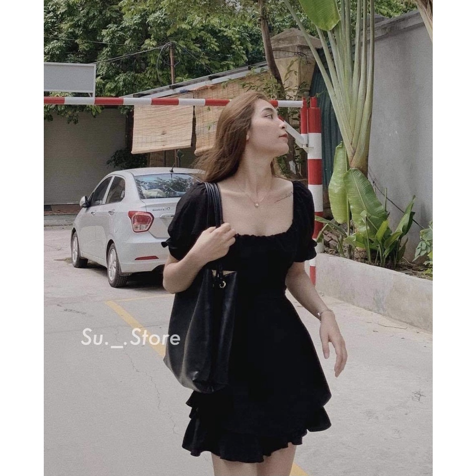 JUMSUIT CỔ VUÔNG THẮT EO HAI MÀU TRẮNG ĐEN XINH XẮN - SUSU JUMSUIT