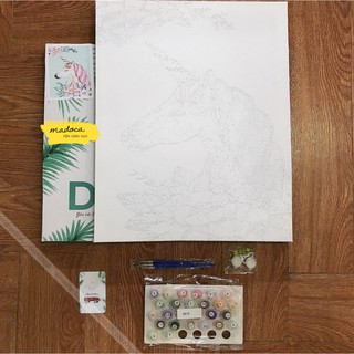 Tranh tô màu số hóa Madoca có khung 40x50cm màu Unicorn T326
