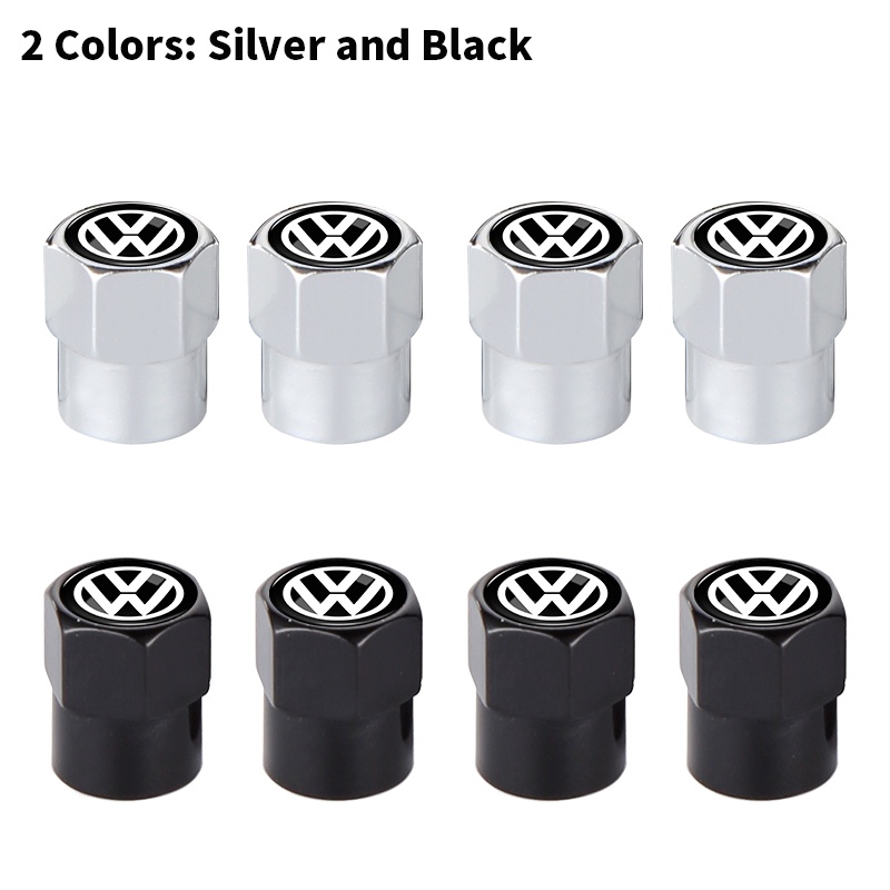 Bộ 4 Nắp Van Khí Bánh Xe Bằng Nhôm Hình Lục Giác Màu Đen / Bạc Cho VW Volkswagen Jetta MK5 Golf Passat 3B7 601 171