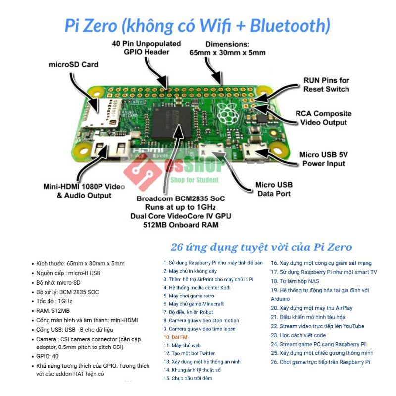 M Y T Nh Nh Ng Raspberry Pi Zero Zero W Zero Wh New Shopee Vi T Nam