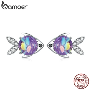 Bamoer Bông Tai bạc 925 Hình Cá Nhiệt Đới Cho Nữ sce1028