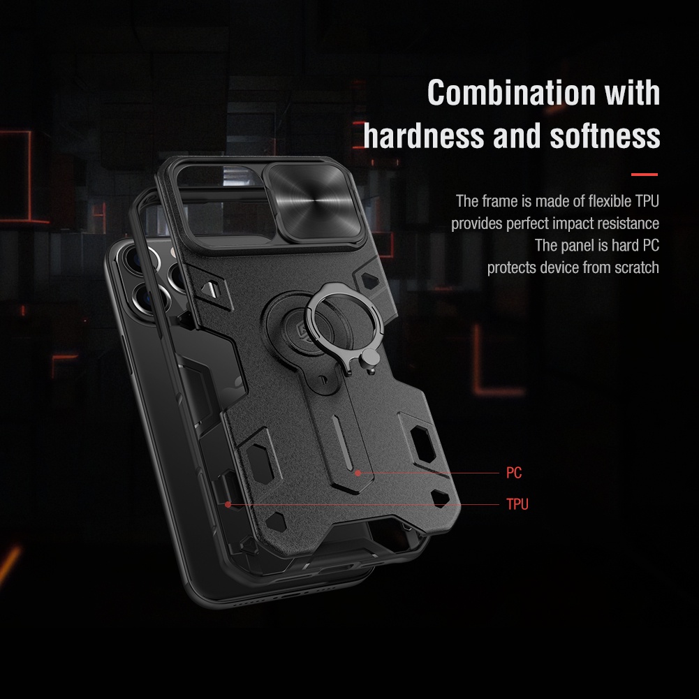 Nillkin Cho Apple iPhone 13 Pro Max / 13 / 12 Pro Max / 12 Mini Camshield Armor Bảo Vệ Ống Kính Máy Ảnh Trượt Vòng Ngón Tay Trượt Chân Đế Ốp Lưng Cứng PC TPU Vỏ Điện Thoại Vỏ