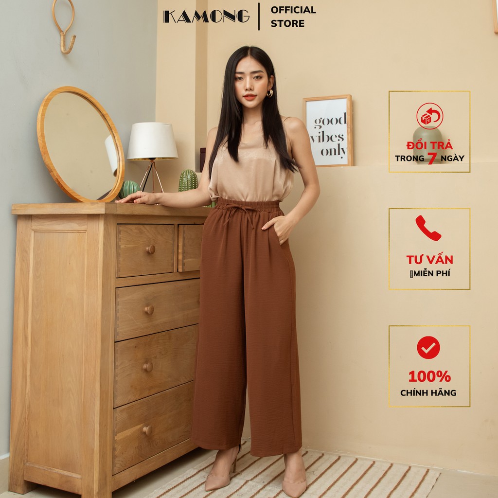 Quần ống rộng culottes lưng thun KAMONG đủ màu, đủ size Q007