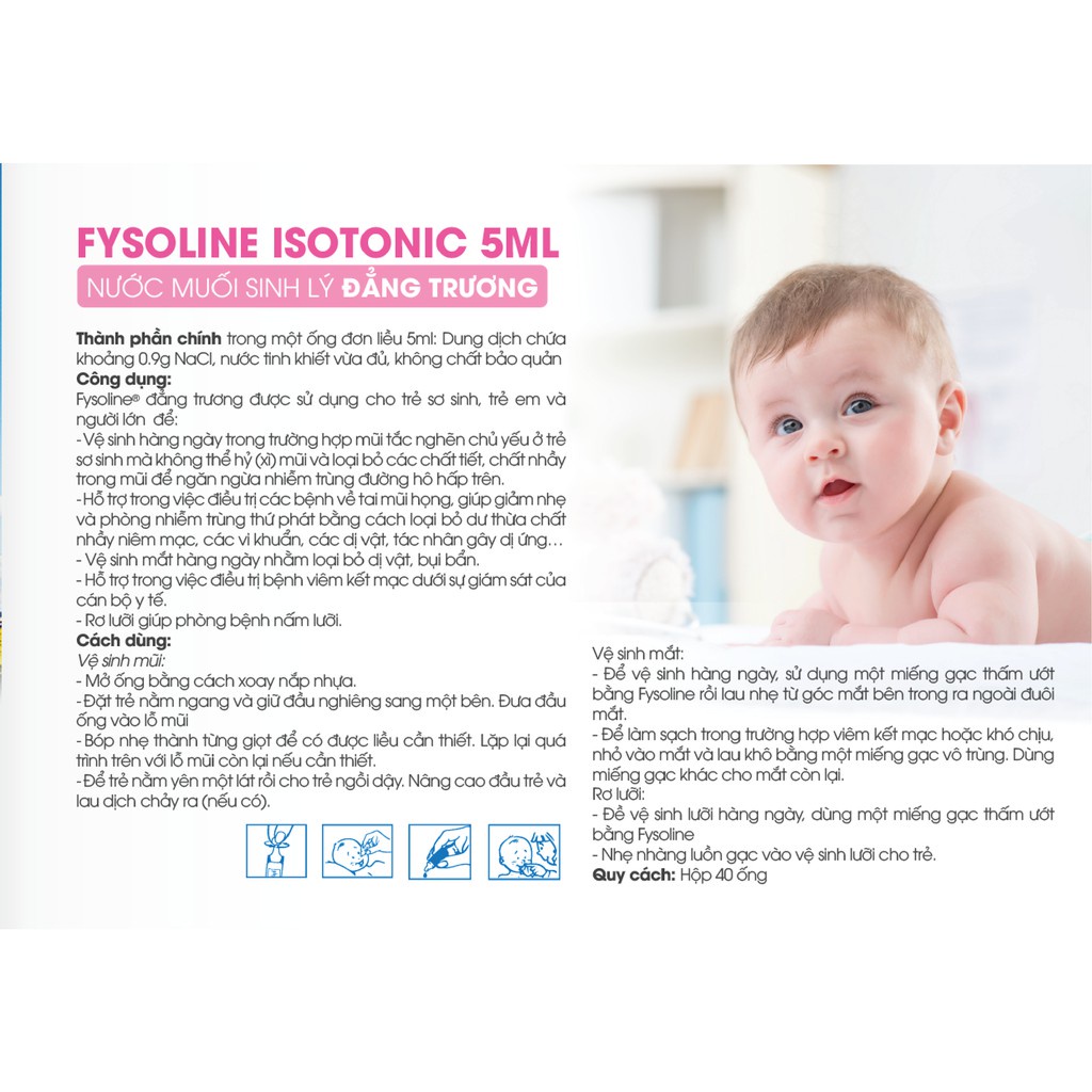 Ảnh Nước muối sinh lý Fysoline Gifrer Pháp vệ sinh mắt, mũi, miệng hàng ngày hộp 40 ống x 5ml 4
