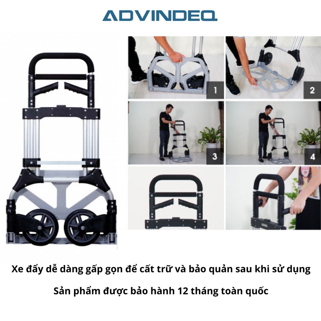 Xe đẩy hàng 2 bánh gấp gọn ADVINDEQ TL-A250, tải trọng lớn 250kg, bảo hành 12 tháng toàn quốc